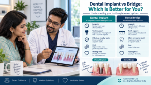 Dental implant versus bridge — comparison for a missing tooth